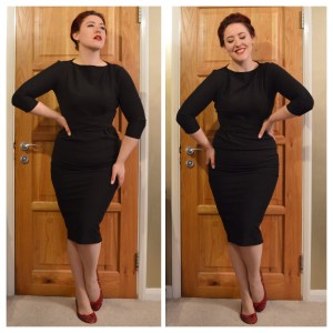 Black Vicki dress by Tatyana. Handmade bedazzled ballet flats