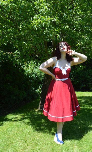 Pinup Girl Clothing Red Sailor Swing Dress