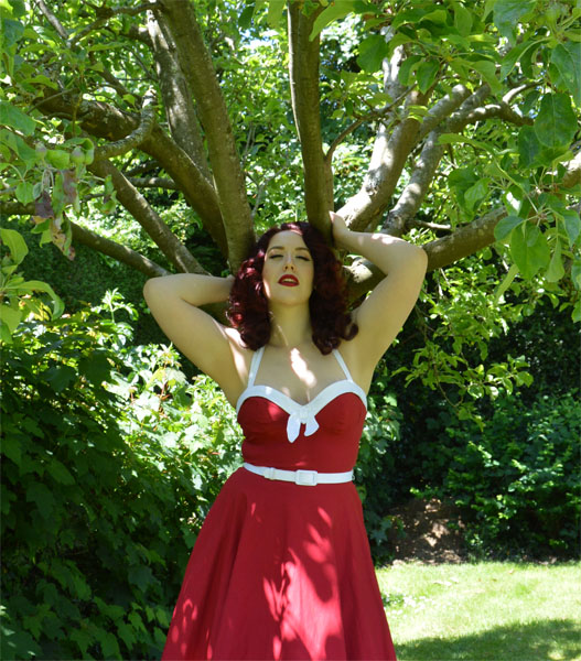 Pinup Girl Clothing Red Sailor Swing Dress