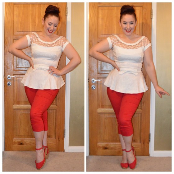 Alika Blouse by Tatyana, Tina Capri pants by Hell Bunny, Red Espadrilles by F&F Clothing at Tesco