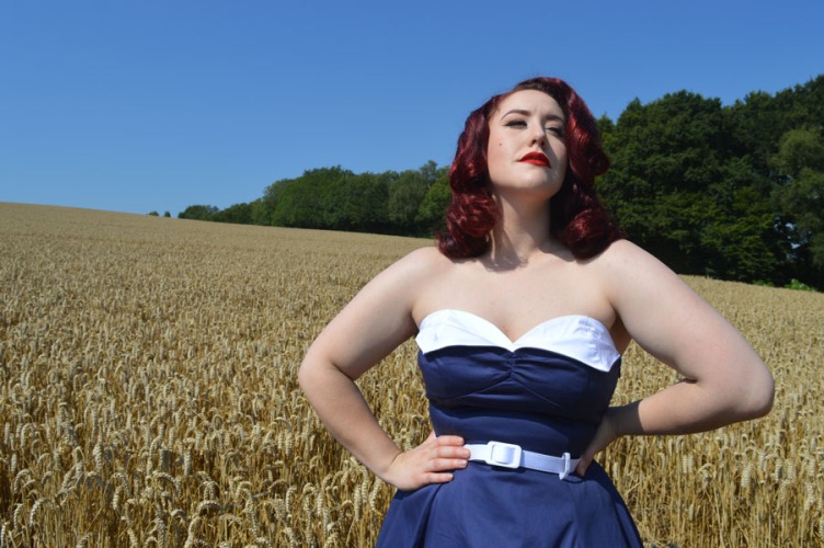 Collectif Ginger Navy & White Swing Dress