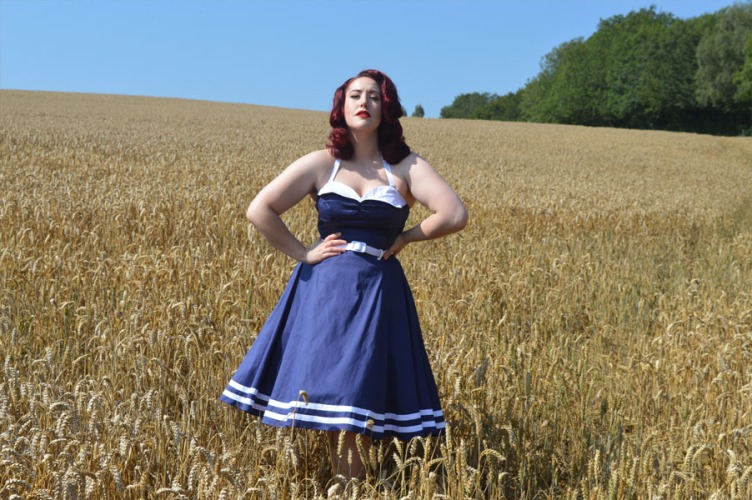 Collectif Ginger Navy & White Swing Dress