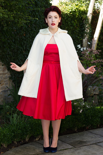 Style Icon's Closet Red Audrey Fifties Dress Tara Starlet Caroline Cape