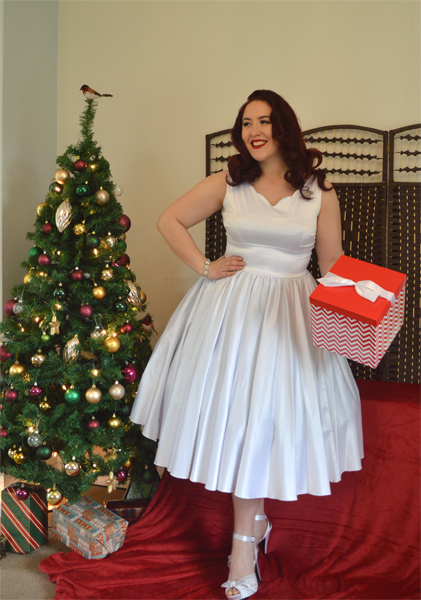 Ivory Sateen Scalloped Neckline Brenda Dress