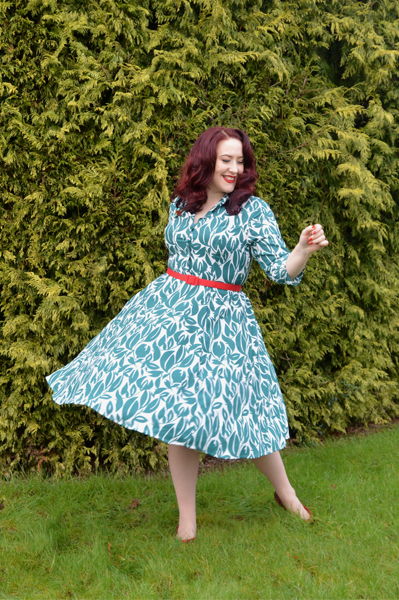 eShakti Custom Leaf Print Swing Shirt Dress