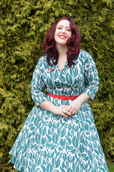 eShakti Custom Leaf Print Swing Shirt Dress