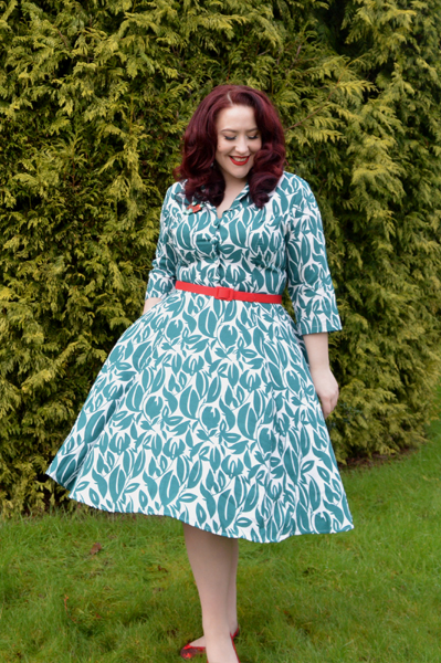 eShakti Custom Leaf Print Swing Shirt Dress