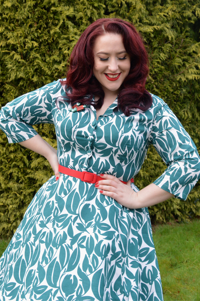 eShakti Custom Leaf Print Swing Shirt Dress