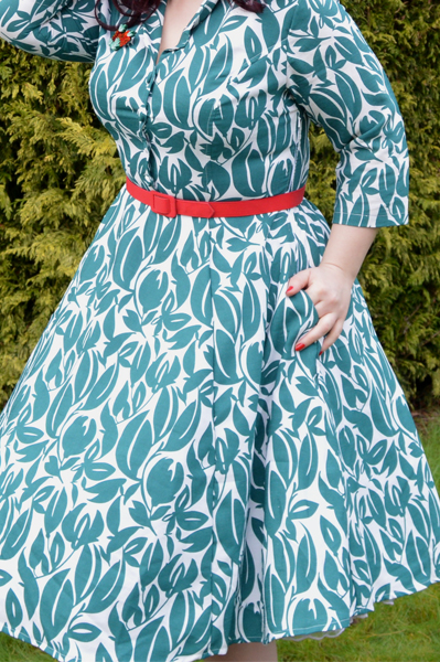 eShakti Custom Leaf Print Swing Shirt Dress