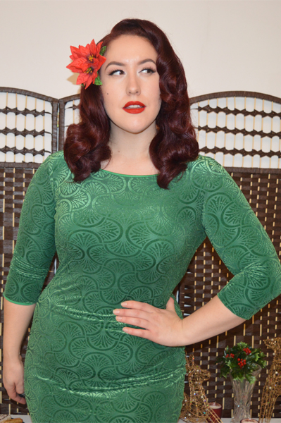 Zoe Vine Ava Green Velvet Wiggle Dress