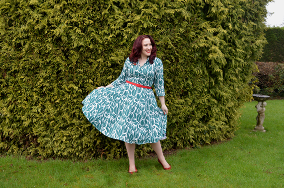 eShakti Custom Leaf Print Swing Shirt Dress