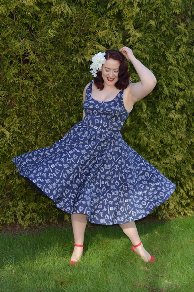 Hell Bunny Marin Dress Navy Nautical