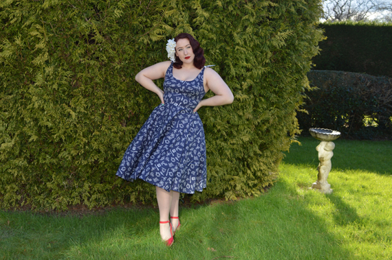 Hell Bunny Marin Dress Navy Nautical