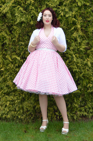 Unique Vintage San Vicente Pink Gingham Halter Dress