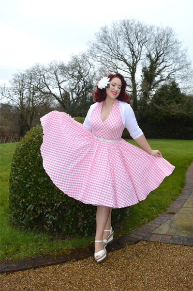 Unique Vintage San Vicente Pink Gingham Halter Dress
