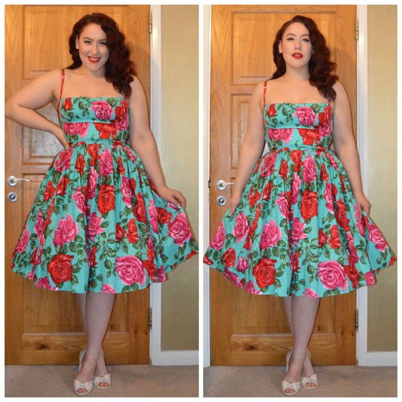 Turquoise Floral Paris dress by Bernie Dexter, old season Primark flats