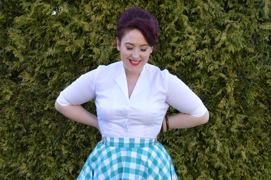 Heart of Haute Teal Green Picnic Gingham Circle Skirt Gretta Shirt
