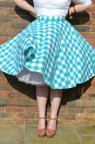 Heart of Haute Teal Green Picnic Gingham Circle Skirt Gretta Shirt