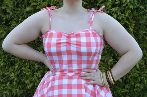 heart of Haute Coral Sarah gingham Dress