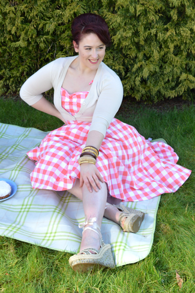 Heart of Haute Coral Sarah Gingham Dress