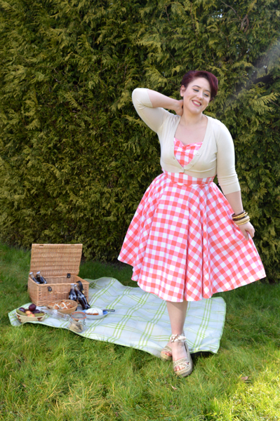 Heart of Haute Coral Sarah Gingham Dress