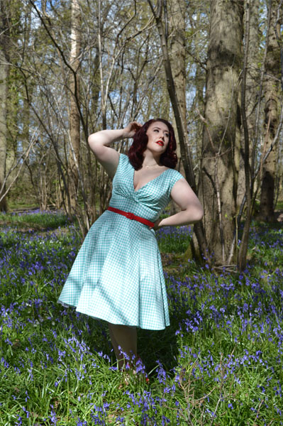 Collectif Pamela mint gingham doll dress
