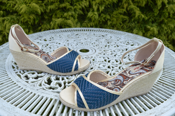 Lulu Hun Navy Blue Jessie Textured Wedges