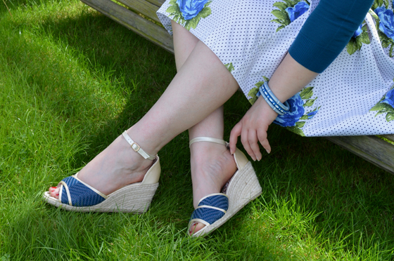 Lulu Hun Navy Blue Jessie Textured Wedges