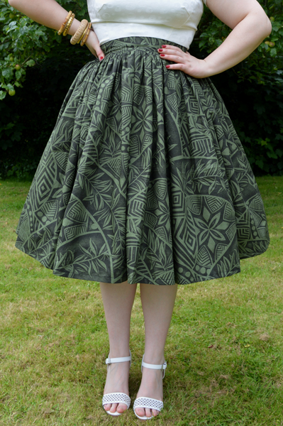 Violets in May custom made Green Tribal Gathered Skirt