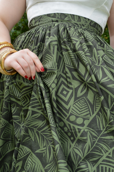 Violets in May custom made Green Tribal Gathered Skirt