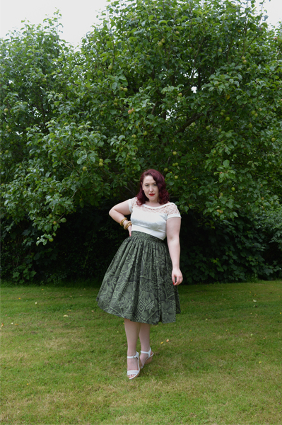 Violets in May custom made Green Tribal Gathered Skirt