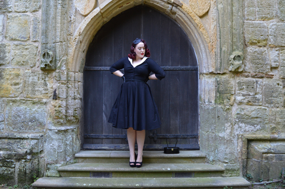 Unique Vintage Black and white Eva Marie Swing Dress