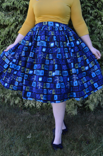 Jasmine Abstract Floral Print Skirt Blue Collectif