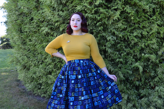 Jasmine Abstract Floral Print Skirt Blue Collectif