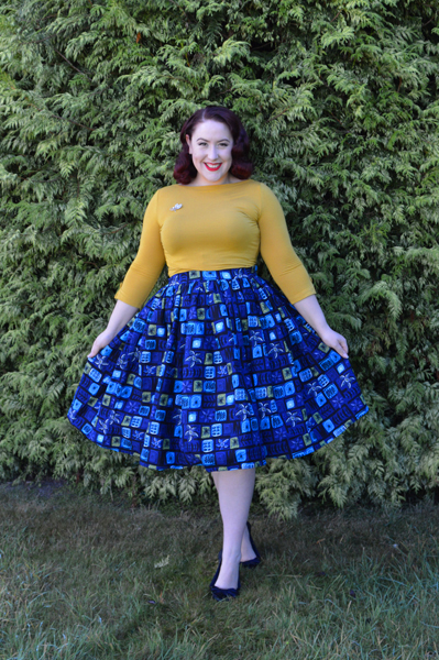 Jasmine Abstract Floral Print Skirt Blue Collectif