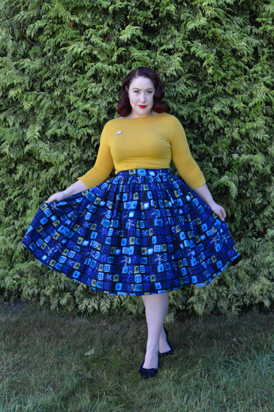 Jasmine Abstract Floral Print Skirt Blue Collectif