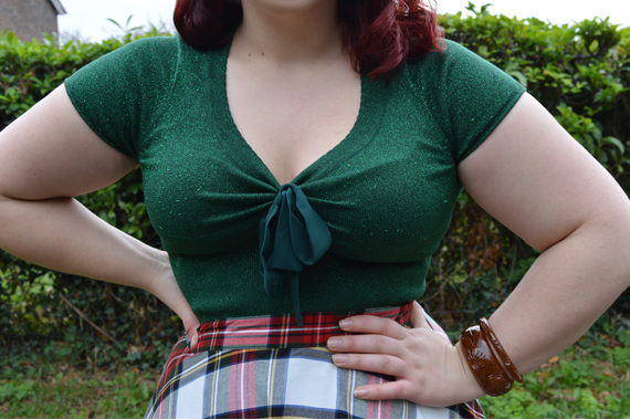 Hell Bunny Green Angette top Stewart Tartan Doralee Skirt