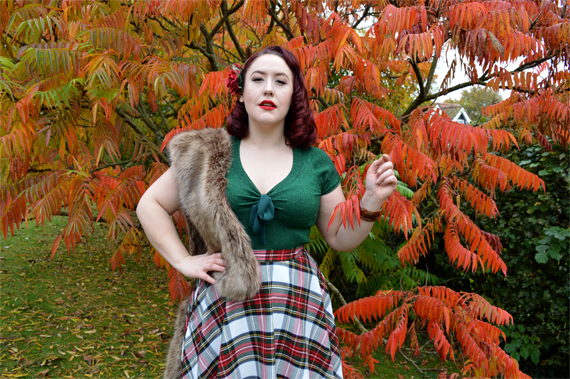 Hell Bunny Green Angette top Stewart Tartan Doralee Skirt