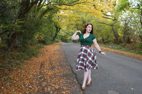 Hell Bunny Green Angette top Stewart Tartan Doralee Skirt