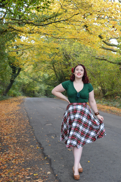 Hell Bunny Green Angette top Stewart Tartan Doralee Skirt