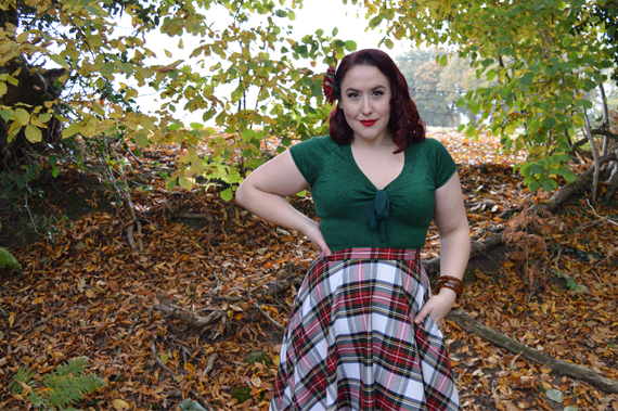 Hell Bunny Green Angette top Stewart Tartan Doralee Skirt