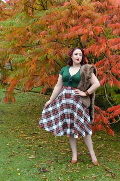 Hell Bunny Green Angette top Stewart Tartan Doralee Skirt