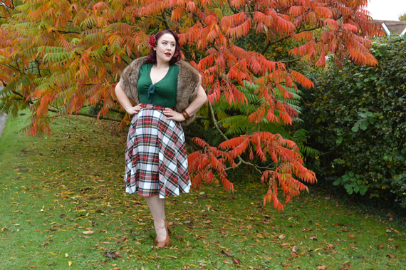 Hell Bunny Green Angette top Stewart Tartan Doralee Skirt