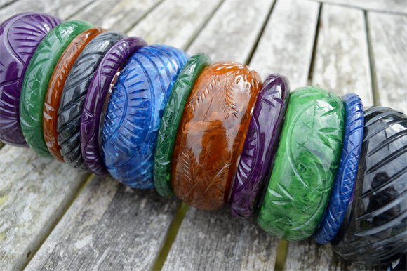 Splendette Fakelite Handmade Carved bangles AW16 
