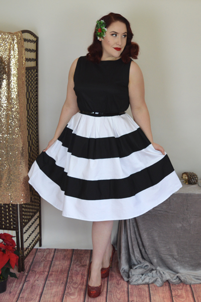 Dolly & dotty Black White Stripe Anna Dress