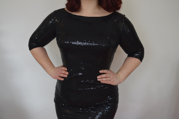 Black Sequin Ava Wiggle Pencil Dress by Zoe Vine