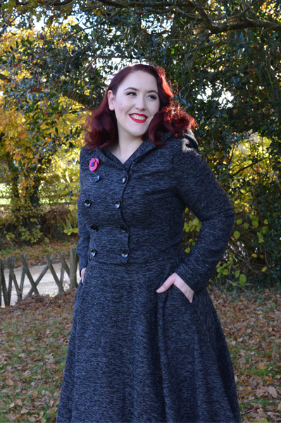 Collectif Sparkle Tweed Rosie Skirt Heather Cropped Hooded Jacket