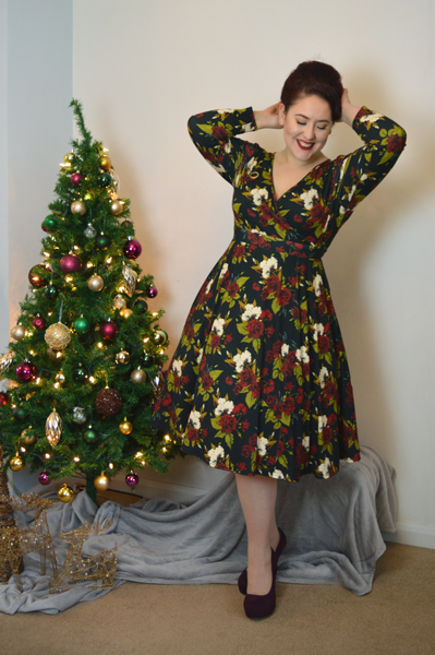 Lady V London Lady Voluptuous Lyra Dress limited edition Christmas Floral Print