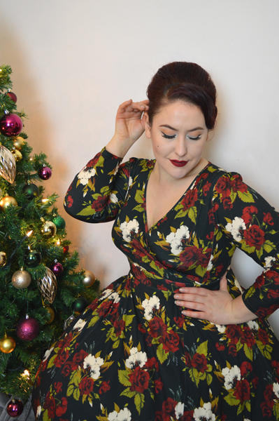 Lady V London Lady Voluptuous Lyra Dress limited edition Christmas Floral Print