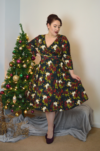 Lady V London Lady Voluptuous Lyra Dress limited edition Christmas Floral Print